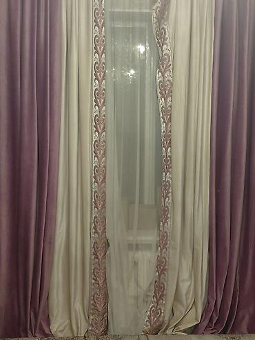 Шторы и занавески: Комплект штор, Велюр, С тюлем в комплекте, Готовое изделие, Для спальни — 1