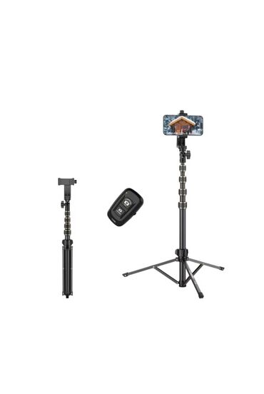 tripod telefon tutucu: Tripod PK-998 (1.9metr ) Pultlu Plokama PK-998 Black tripod - selfi