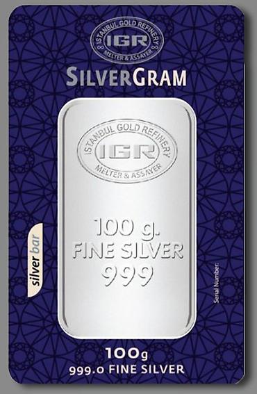 kulcə: İGR (Istanbul Gold Refinery) 999.9 xalis gümüş külçə – 100 qram - — 3