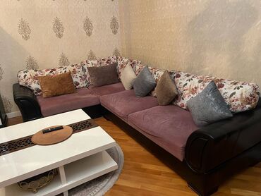 künc divan islenmis: Угловой диван, Б/у, Раскладной, С подъемным механизмом, Ткань, Нет доставки