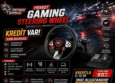 Porodo Gaming PDX627 – Gaming Steering Wheel - 10 düymlük racing