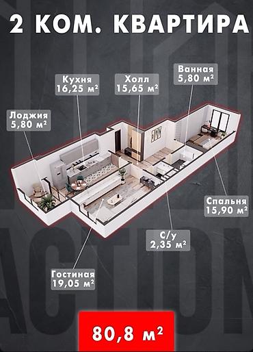 Продажа квартир: 2 комнаты, 80 м², 12 этаж, Готовая ПСО (под самоотделку) — 1