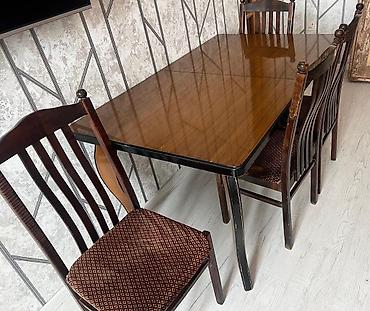 Qonaq otağı üçün, İşlənmiş, Kvadrat masa, 4 stul