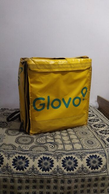 хозяйственная сумка: Желтая сумка-холодильник Glovo для доставки еды. Удобная и