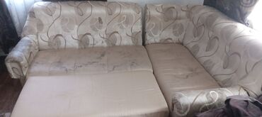 мягкая мебель в зал: Угловой диван, цвет - Бежевый, Б/у