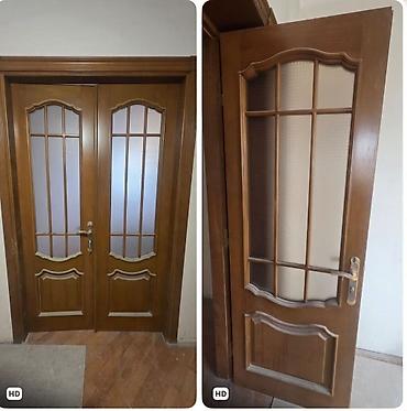 qapi ucun vinil: Qapı – 7 ədəd Ölçü: 220 x 86 sm Ağac rəngində, klassik dizaynlı otaq — 1