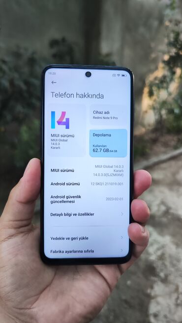Redmi Note 9 Pro, 64 GB, rəng - Mavi, Qırıq, Sensor, Barmaq izi