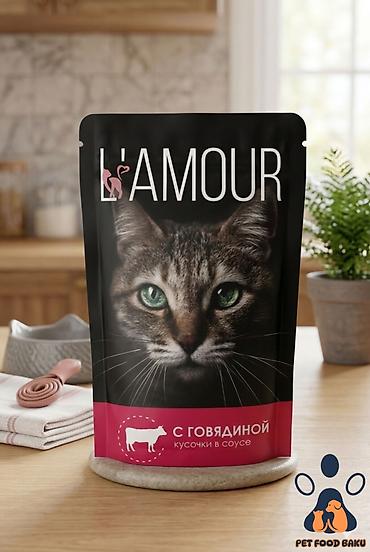 pisik yemi: 🐱 L'Amour Nəm Pişik Yemi 1 Qutuda – 28 ədəd pouch (parçalar sousda — 3