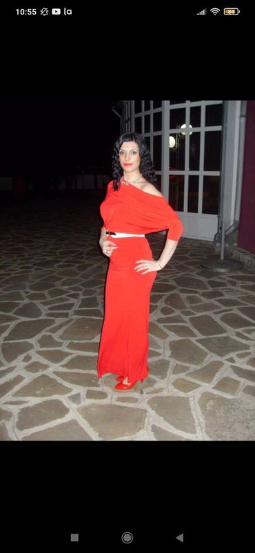 elegantna haljina i cizme: L (EU 40), bоја - Crvena, Večernji, maturski, Drugi tip rukava