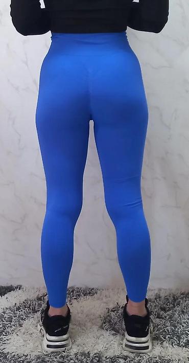 Helanke, biciklistički šortsevi: Ženske sportske helanke – kraljevski plave - Visok struk sa širokim — 6