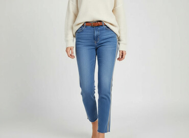 woskowane jeansy z wysokim stanem: Denim Co, Джинси жіночі, розмір S