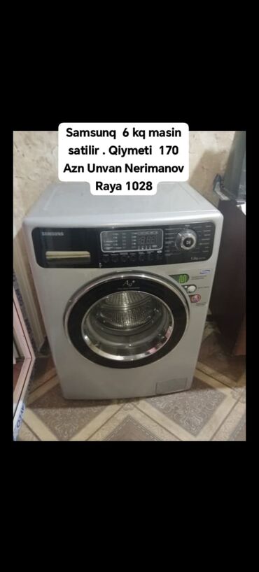 Paltaryuyan maşın Samsung, 6 kq, İşlənmiş, Yarımavtomat, Qurutma var, Kredit yoxdur, Ünvandan götürmə, Ödənişli çatdırılma
