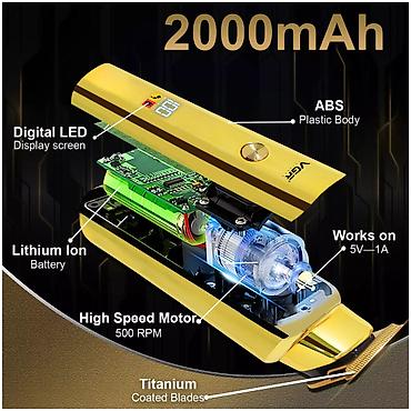 Бытовая техника: Trimmer VGR 947 - 6000RPM / 2000MAH - 500Dəqiqə / Cord/Cordless TYPC — 10