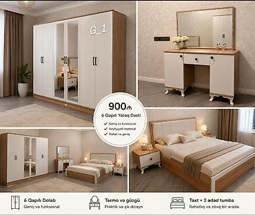 salon skafi: Qiymət: 900 ₼ 6 qapılı yataq dəsti. Ağ və taxta rənginin ahəngi ilə — 1
