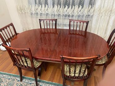 Masa və oturacaq dəstləri: Qonaq otağı üçün, İşlənmiş, Açılan, Oval masa — 5