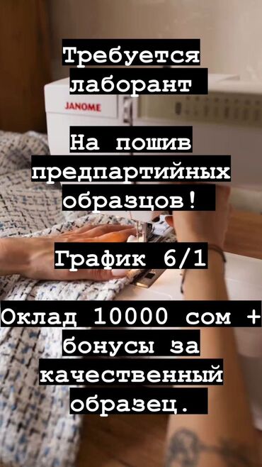 Дизайнеры одежды: Требуется постоянный лаборант 
Ответственный!