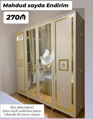 Divan və masa dəstləri: Yeni, Düz dolab, Qarderob, paltar dolabı