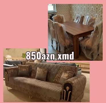Yemək otağı dəsti + salon divanı - Yemək masası və 6 ədəd stul -