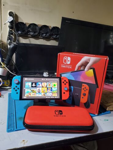 диски с играми: Nintendo switch oled чипованный (прошитый) 64гб+256гб установлено