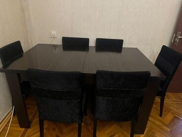 istikbal azerbaycan qiymetleri: Для гостиной, Б/у, Прямоугольный стол, 6 стульев