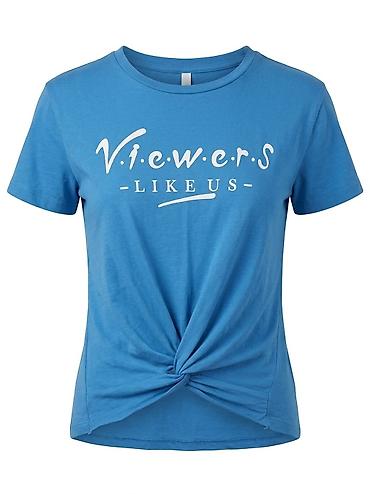 Mavi qısaqol T‑şört - Ön hissədə ağ rəngli “Viewers Like Us” yazısı