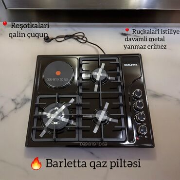 4 gozlu qaz sobası: Плита Комбинированная, Встраиваемая, 4 конфорки, Новый