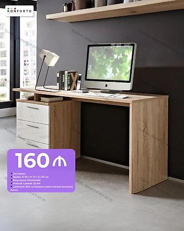 Mebel: Düz masa, Polkasız, Siyirməli, Teksturalı laminat — 1