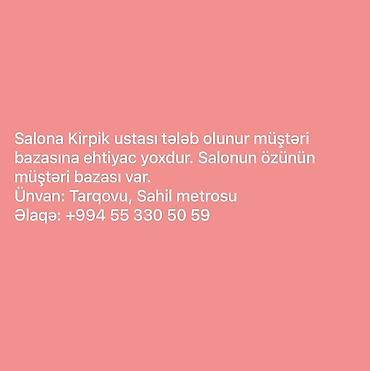 berber isi axtariram: Gözəllik salonuna kirpik ustası tələb olunur. Müştəri bazası toplamağa — 1