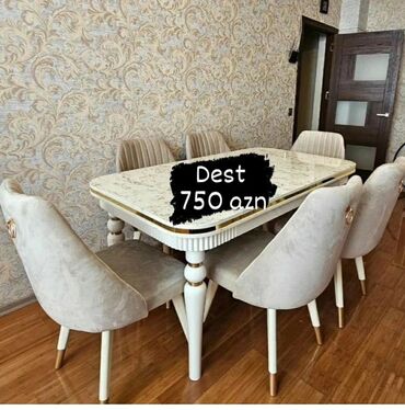 мдф: Qonaq otağı üçün, Yeni, Açılmayan, Dördbucaq masa, 6 stul