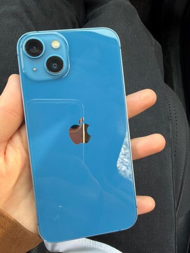 телефон токмок айфон: IPhone 13, Колдонулган, 256 ГБ, Көк, Куту, Каптама, Коргоочу айнек, 79 %