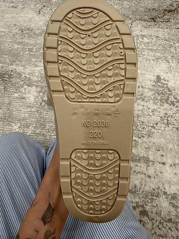 mini melissa: Детские резиновые сапоги для дождя Бежевые с коричневой вставкой — 2