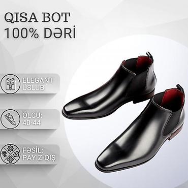 Qısa kişi botu – 100% təbii dəri - Üslub: elegant, minimalist dizayn;