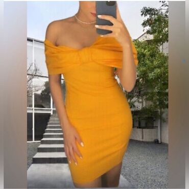 mona haljine za punije: 4XL (EU 48), color - Yellow, Cocktail, Without sleeves