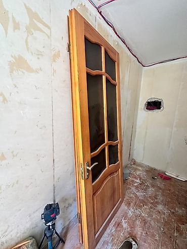 taxda qapi: Taxta otaq qapısı – şüşəli modellə - Material: təbii ağac (iynəyarpaq — 2