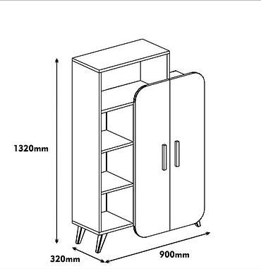 kitab dolabı: Skandiv stil kitab rəfi və şkaf kombini - Ölçülər: hündürlük 1320 mm — 3