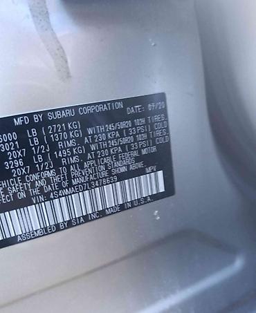 Subaru: Subaru Ascent: 2020 г., 2.4 л, Вариатор, Бензин, Кроссовер — 24