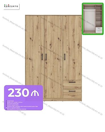 3 qapılı paltar dolabı - Ölçü: 47 d x 200 h x 120 en (sm) - Rəng