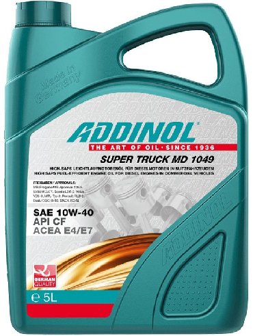 масло автомобильное: Addinol super truck md 1049 5l область применения: автомобильная