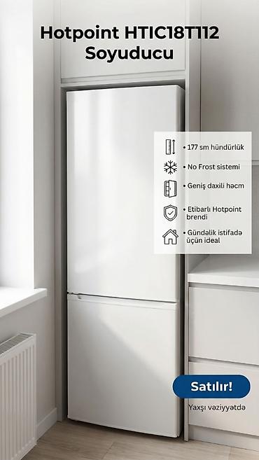 ucuz soyuducular: İşlənmiş 2 qapılı Hotpoint Ariston Soyuducu Satılır, rəng - Ağ — 1