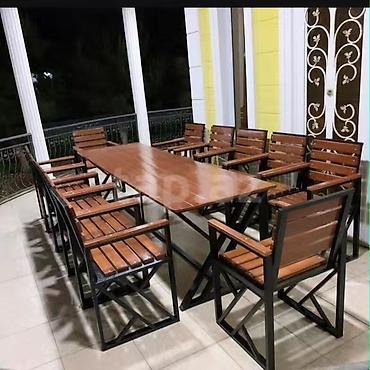 Bağ, çöl mebeli: Yeni, Dördbucaq masa, 4 stul, Açılmayan, Stullar ilə, Metal, Azərbaycan — 5