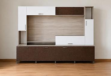 шкаф для книг: Mebel TV stendi və divar modulu - Müasir dizaynlı, iki rəng — 1