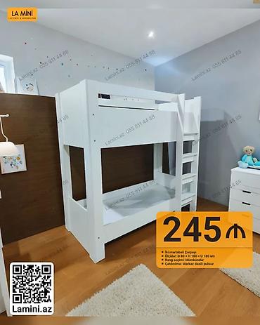 lamini mebel: İki mərtəbəli çarpayı – La Mini - Material: ağ rəngdə, minimal dizayn — 1