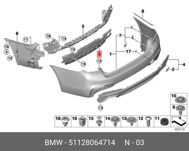 бампер витц: Задний Бампер BMW 2017 г., Б/у, цвет - Черный, Оригинал