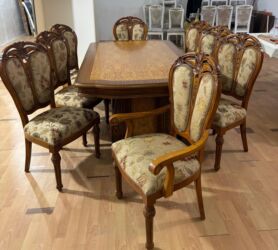 tek stullar: Для гостиной, Б/у, Нераскладной, Прямоугольный стол, 8 стульев