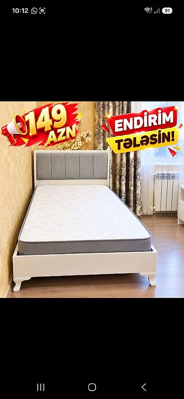 Yataq dəsti – taxta çarpayı və ortopedik tipli döşək - Rəng: ağ