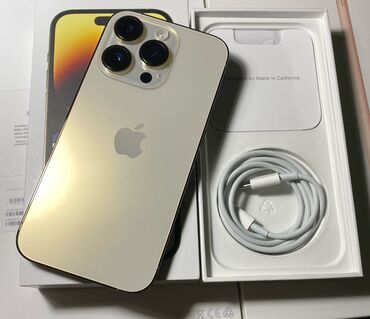 Apple iPhone: IPhone 14 Pro, Новый, 128 ГБ, Matte Gold, Кабель, Коробка, 100 %