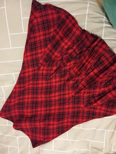 купить купальник в баку: Qırmızı-qara rəngli, xətlərli (plaid) naxışlı ətək. - Model: Vintaj