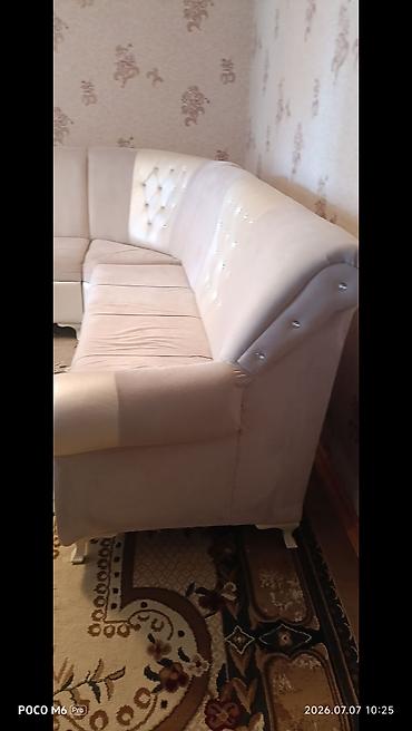 salon divanları: Künc divan dəsti – krem/bej rəng palitrası - L‑şəkilli künc — 2