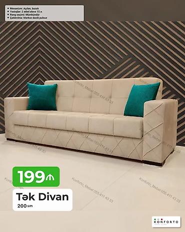 Tək divan – 200 sm - Mexanizm: açılan, bazalı (yataq funksiyası və