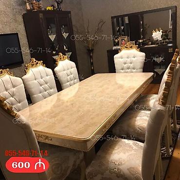 stol stul mebel: Düz masa, Qonaq otağı üçün, 6 nəfər, Zəmanətsiz — 1